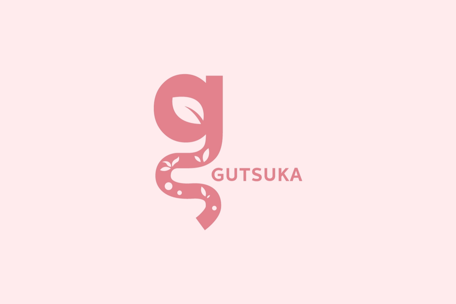 Gutsuka plant-based yogurt logo with gut-shaped design and leaves symbolizing gut flora.
