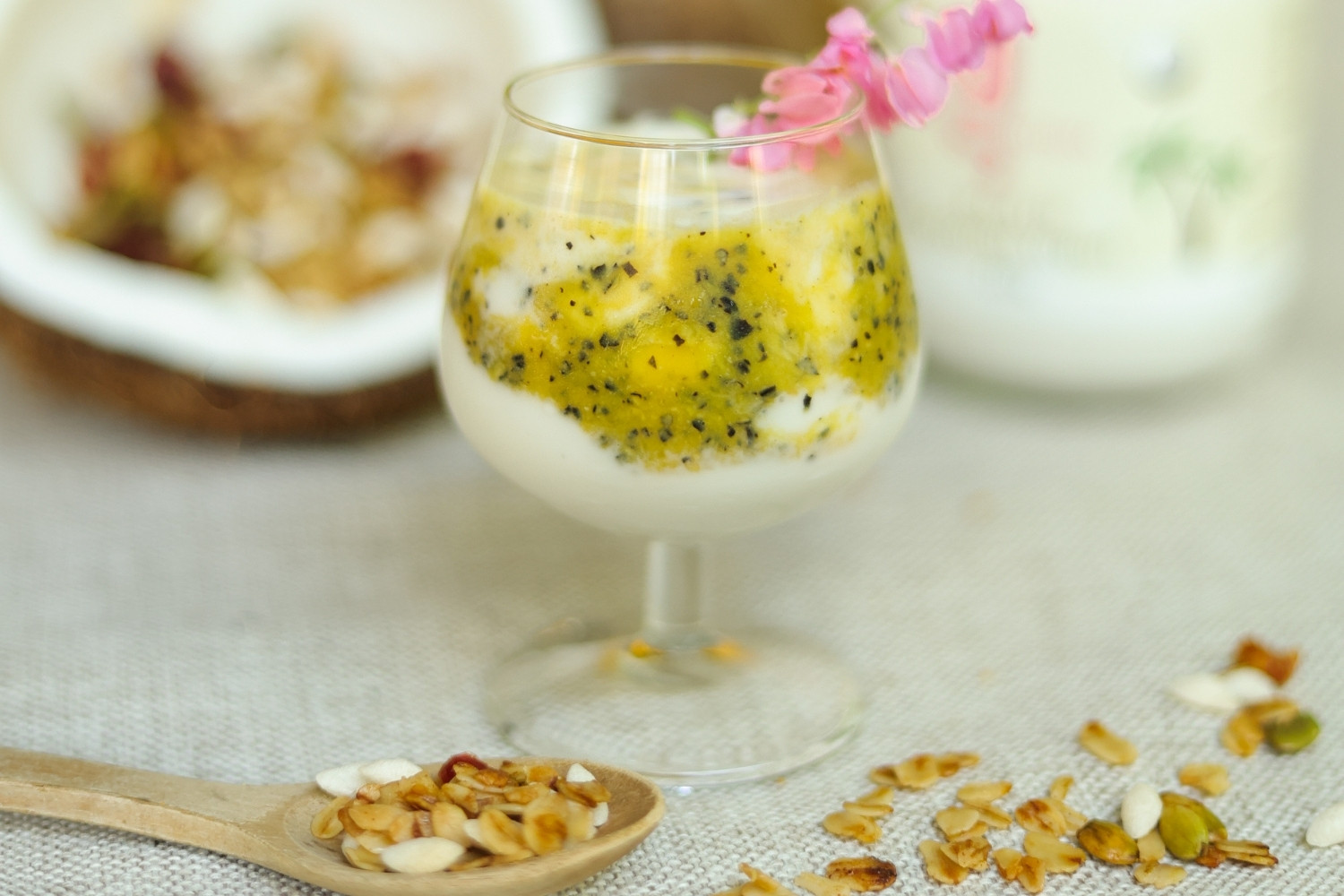 Healthy breakfast parfait made with Gutsuka coconut yogurt