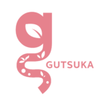 Gutsuka logo with gut-shaped design and leaves symbolizing gut flora.