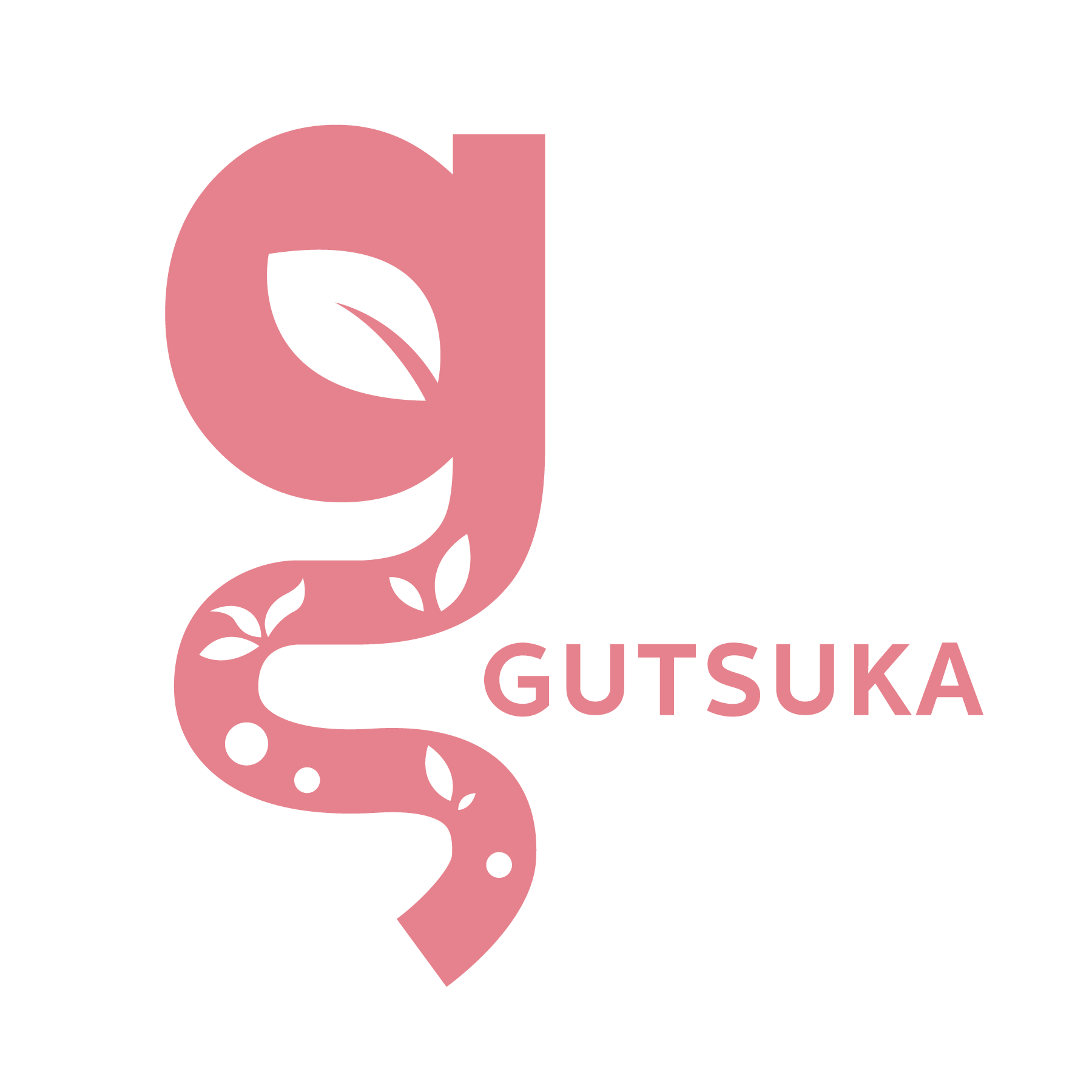 Gutsuka logo with gut-shaped design and leaves symbolizing gut flora.